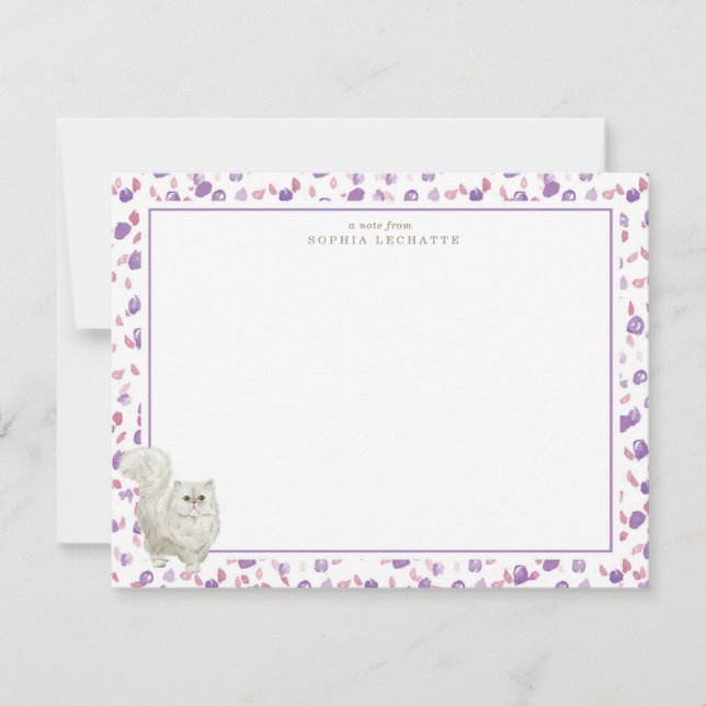 Persian Cat Personalised Stationery Card (Front)