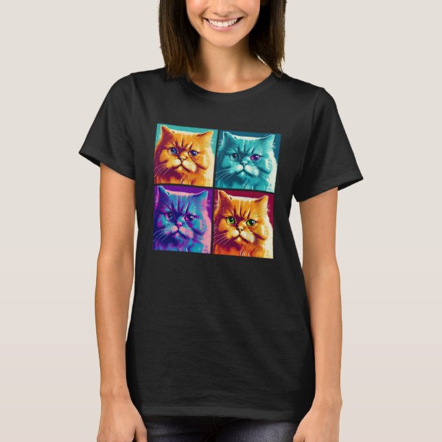 Persian Cat Pop Illustration Colorful Animal Men T-Shirt (Front)