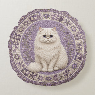 Persian Cat Quilt Round Cushion