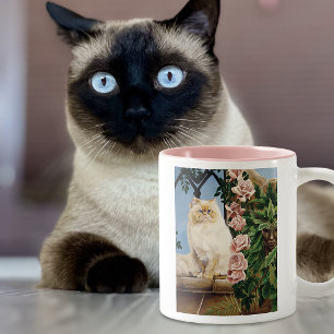 Persian Cat Roses Dryad Two-Tone Coffee Mug