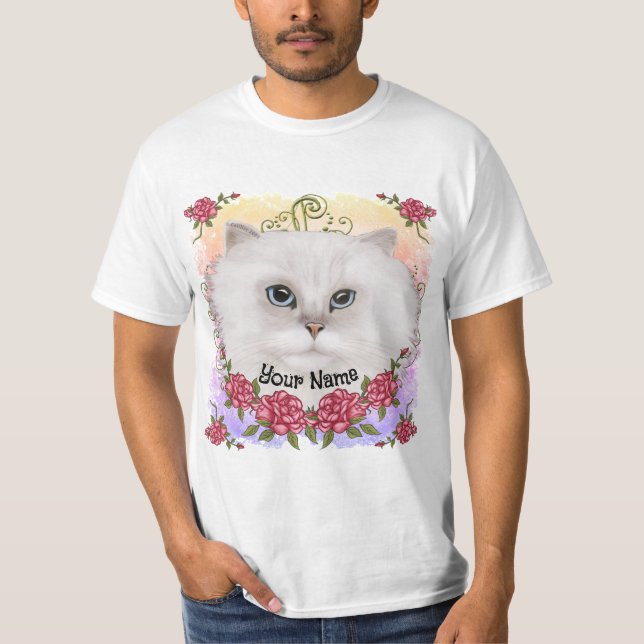 Persian Cat Roses  T-Shirt (Front)