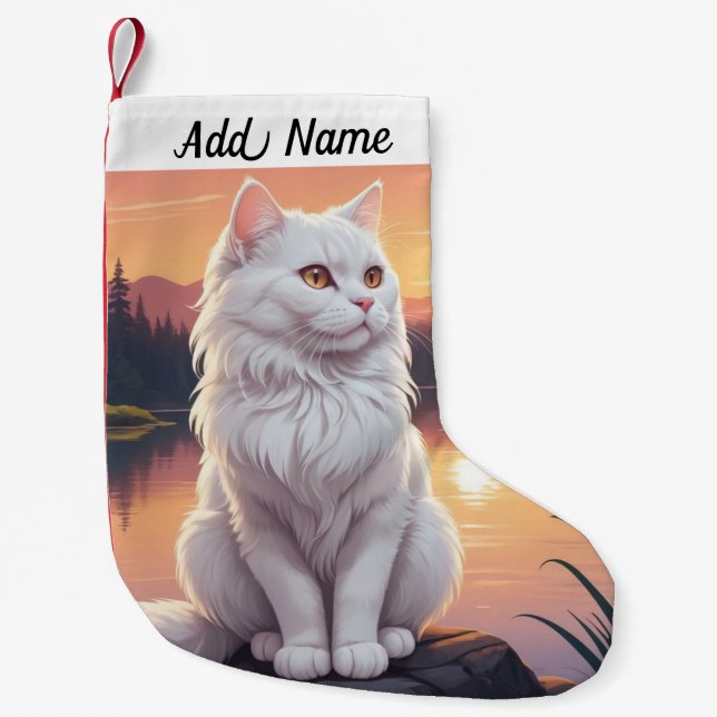 Persian Cat Small Christmas Stocking (Front)