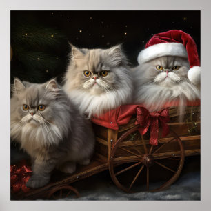 Persian Cat Snowy Sleigh Christmas Decor