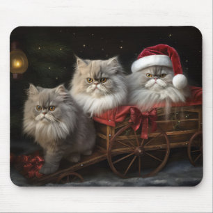 Persian Cat Snowy Sleigh Christmas Decor Mouse Mat
