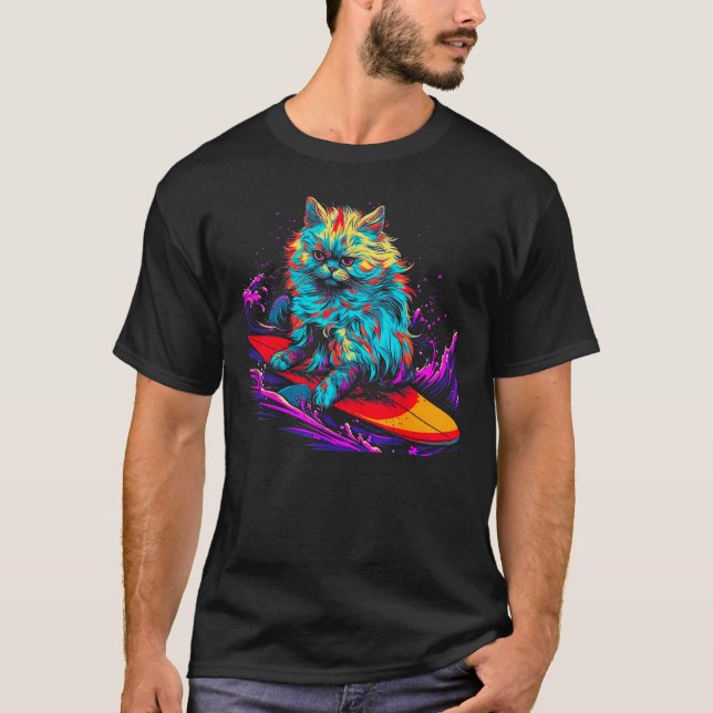 Persian Cat Surf T-Shirt (Front)