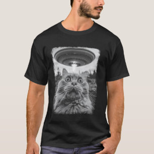 Persian Cat UFO Alien Extraterrestrial Selfie T-Shirt