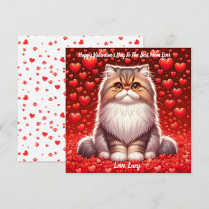 Persian Cat Valentine Purr  Holiday Card