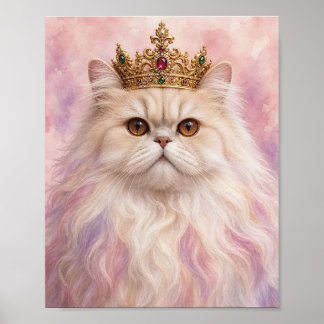 Persian Cat Wall Art — Regal Portrait with Gold Cr