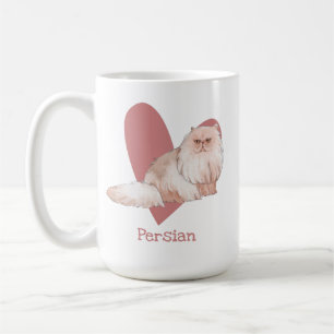 Persian Cat Watercolor Kitty Pink Heart Coffee Mug