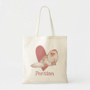 Persian Cat Watercolor Kitty Pink Heart Tote Bag