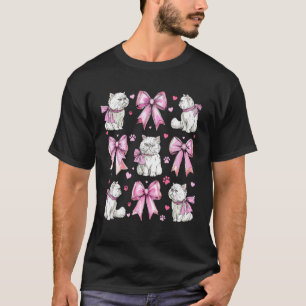 Persian Cat White Cat Pet Girl Coquette Bow Pink M T-Shirt