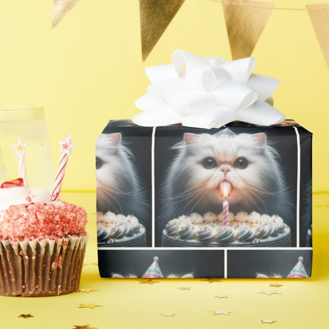 Persian Cat With a Birthday Cake Wrapping Paper (Birthday Party)
