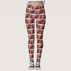 Persian Cat with Heart Roses Valentine's Day Leggings