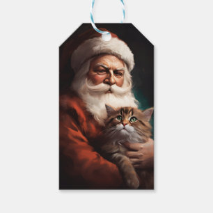 Persian Cat With Santa Claus Festive Christmas  Gift Tags