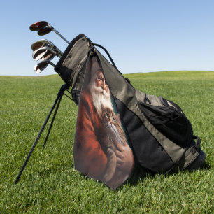 Persian Cat With Santa Claus Festive Christmas Golf Towel