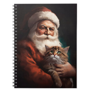 Persian Cat With Santa Claus Festive Christmas Notebook
