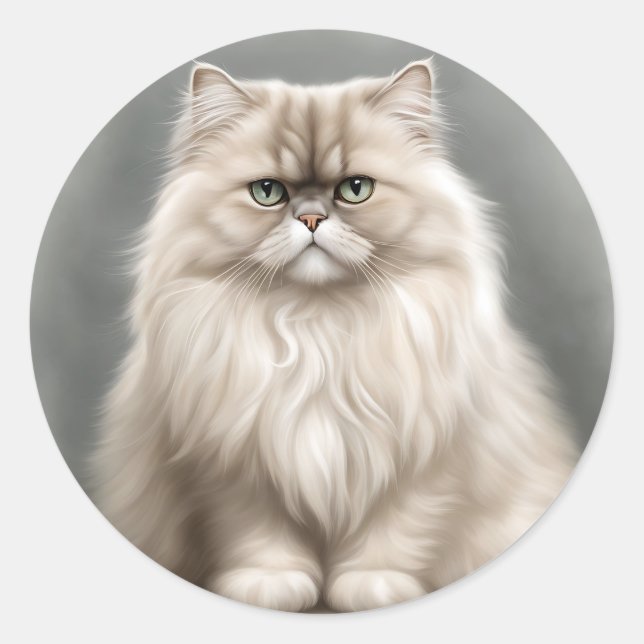 Persian Cat's Beauty Portrait Classic Round Sticker (Front)