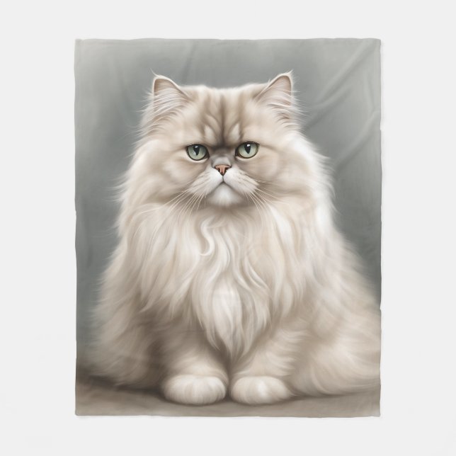 Persian Cat's Beauty Portrait Fleece Blanket (Front)