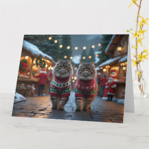 Persian Cats Christmas Snow Holiday Card