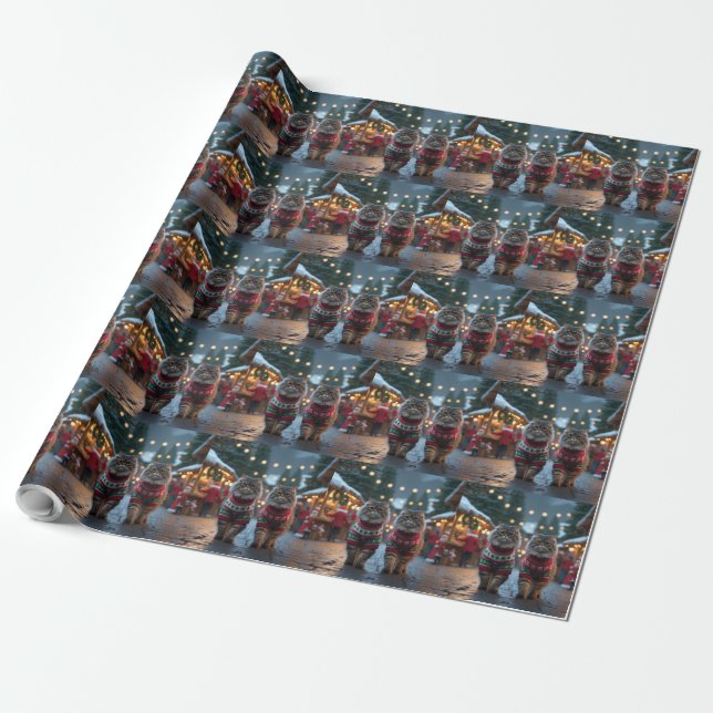 Persian Cats Christmas Snow Holiday Wrapping Paper (Unrolled)