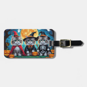 Persian Cats Pumpkin Halloween Funny Luggage Tag