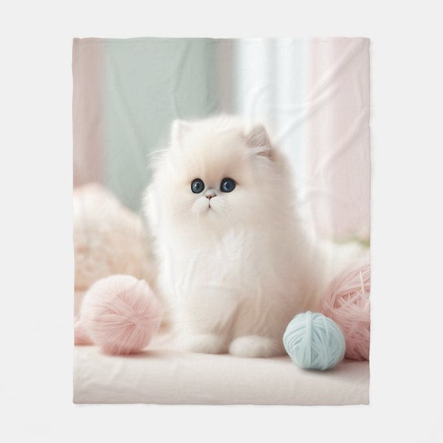 Persian Cat's Soft Pastel Dream Fleece Blanket (Front)