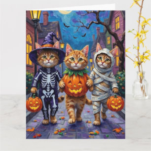 Persian Cats Trick-or-Treating Halloween Costumes Card
