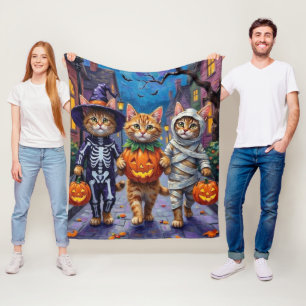 Persian Cats Trick-or-Treating Halloween Costumes Fleece Blanket