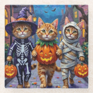 Persian Cats Trick-or-Treating  Halloween Costumes Glass Coaster