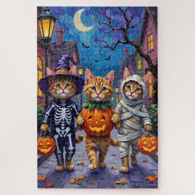 Persian Cats Trick-or-Treating  Halloween Costumes Jigsaw Puzzle (Vertical)