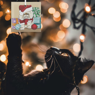 Persian Christmas Cat Glass Tree Decoration