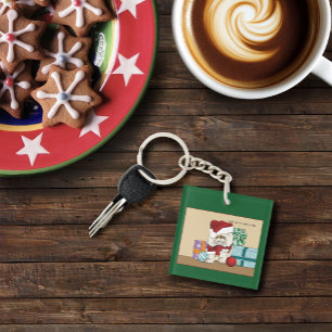 Persian Christmas Cat Key Ring