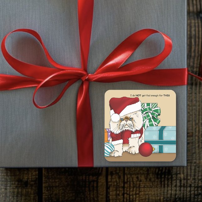 Persian Christmas Cat Square Sticker (Creator Uploaded)