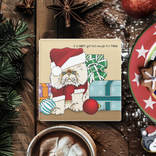 Persian Christmas sCat Glass Coaster