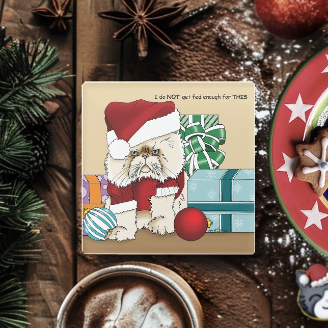 Persian Christmas sCat Glass Coaster (Creator Uploaded)