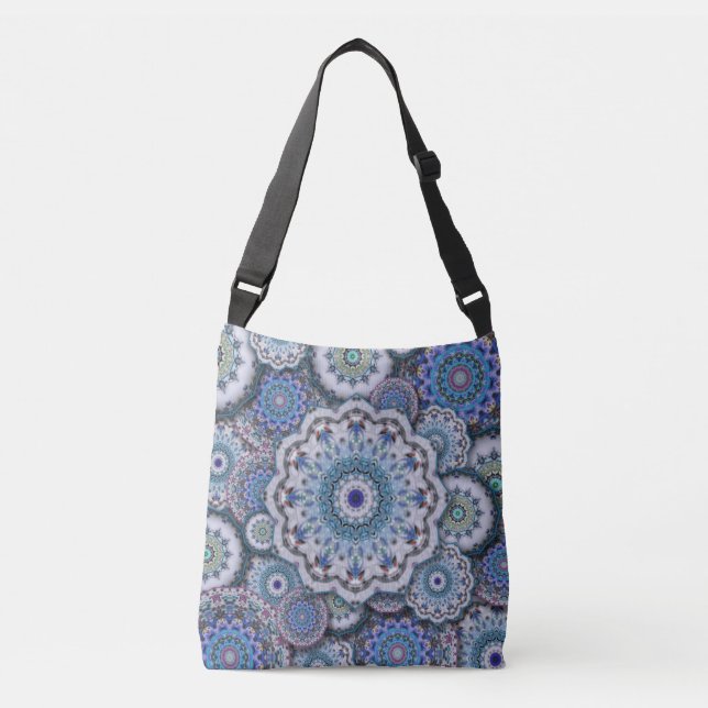 persian damask mosaic flowers mandala chic elegant crossbody bag (Front)