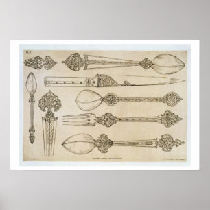 Persian design for everyday silver cutlery, from ' poster