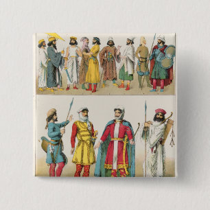 Persian Dress, from 'Trachten der Voelker', 1864 15 Cm Square Badge