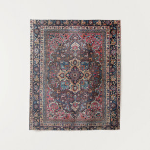 Persian Dusty Blue Pink Brown  Tapestry