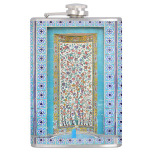 Persian elaborate tiled mural hip flask