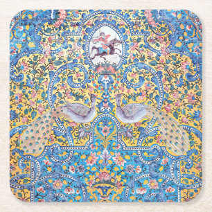 Persian elaborate tiled mural square paper coas square paper coaster