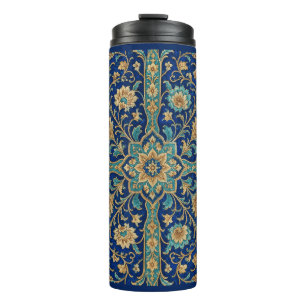 Persian Floral Arabesque Pattern Royal Blue Thermal Tumbler
