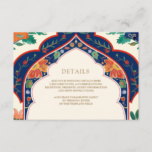 Persian Floral Inlay Cream Muslim Wedding Details Enclosure Card