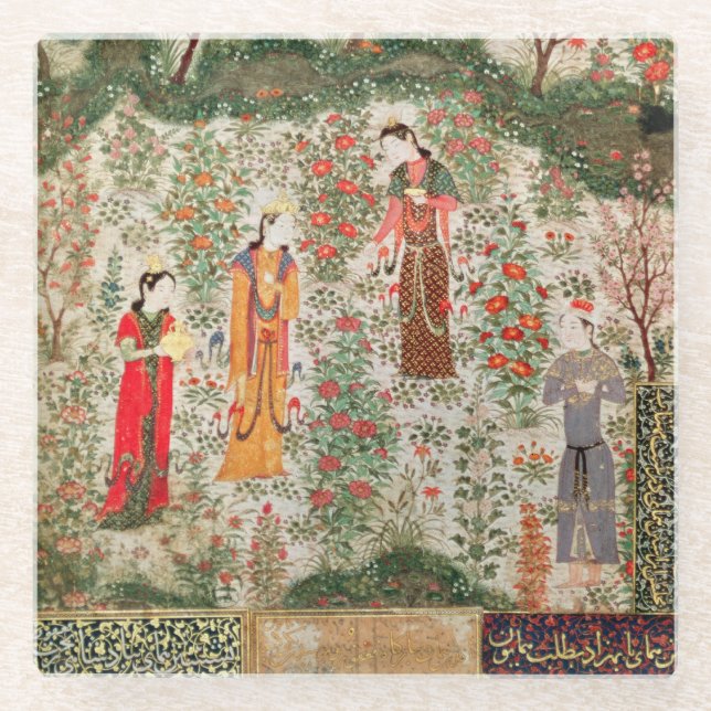 Persian Garden, 15th century (w/c on paper) Glass Coaster (Front)