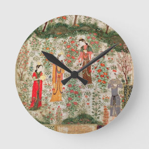 Persian Garden, 15th century (w/c on paper) Round Clock