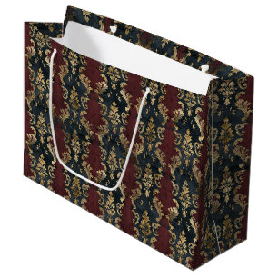 Persian Gold Damask Noir Pattern (1) Large Gift Bag