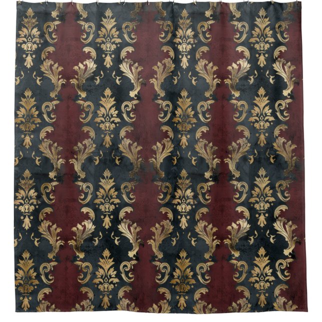 Persian Gold Damask Noir Pattern (1) Shower Curtain (Front)