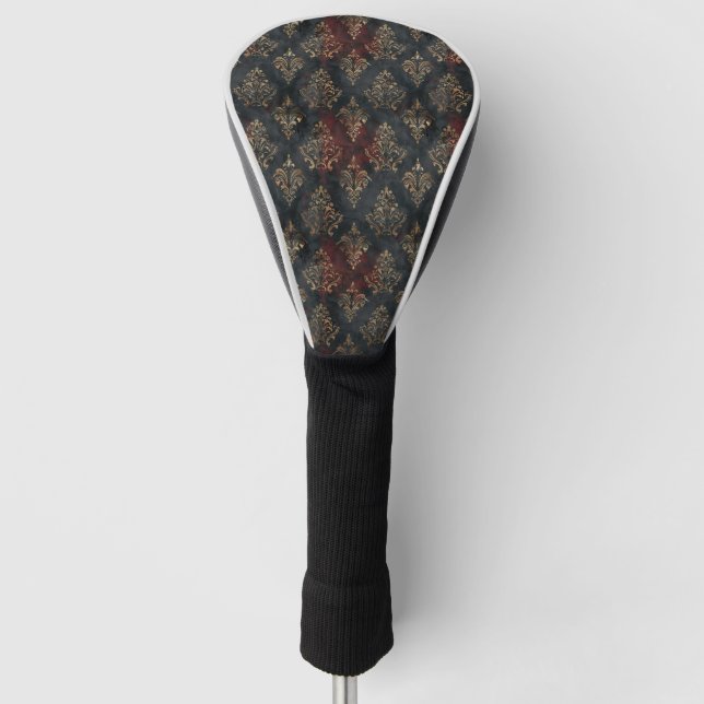 Persian Gold Damask Noir Pattern (2) Golf Head Cover (Front)