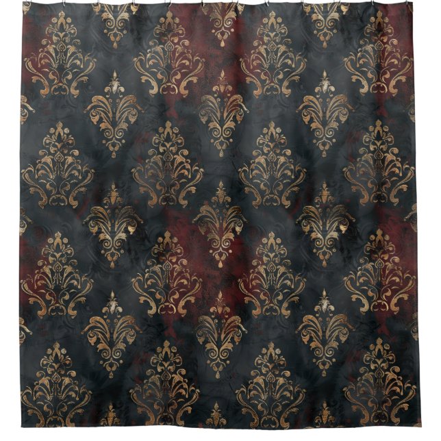 Persian Gold Damask Noir Pattern (2) Shower Curtain (Front)