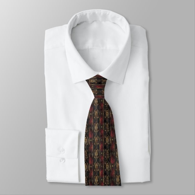 Persian Gold Damask Noir Pattern (3) Tie (Tied)